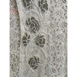 ANTICA SARTORIA 2024 WHITE LACE with silver beaded top size MED